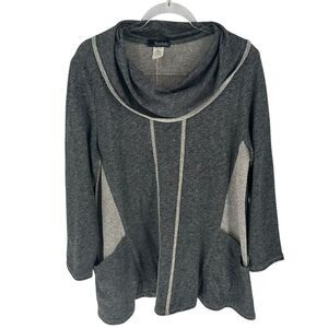 Moonlight Y&S Sweater Womens XL Gray Tunic Cowlneck Lagenlook Artsy Asymmetrical